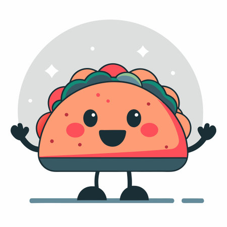 A Whimsical Illustration of a Taco with a Vivacious Personalityのイラスト素材