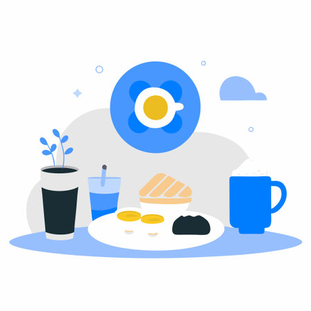 Family Gathering Over a Wholesome Breakfast Spreadのイラスト素材