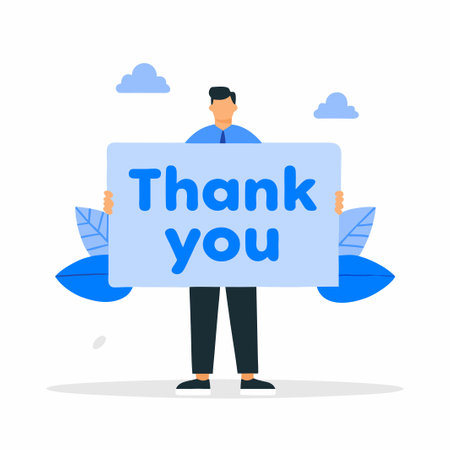 Creative Concept Illustration Expressing Gratitude with a Thoughtful Placard Designのイラスト素材