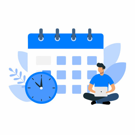 Time Optimization and Management Concept Illustration with Cogwheelsのイラスト素材