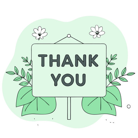 Thank you card. Hand drawn vector illustration with lettering and flowers.のイラスト素材