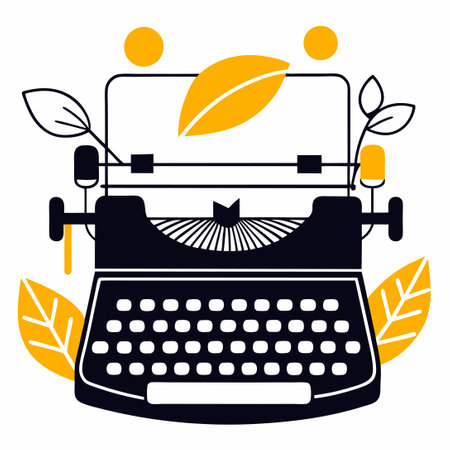 Conceptual Illustration of a Classic Typewriter with Keys and Paperのイラスト素材