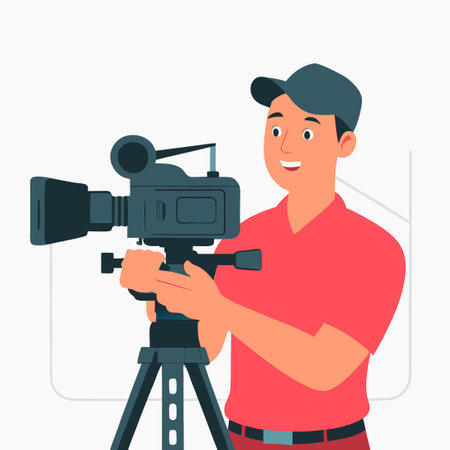 Concept Illustration of a Videographer Capturing Dynamic Motionのイラスト素材