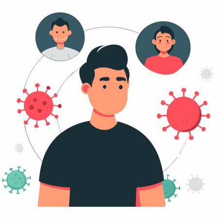 Animated Concept Illustrating the Transmission of Virus Molecules by Airのイラスト素材