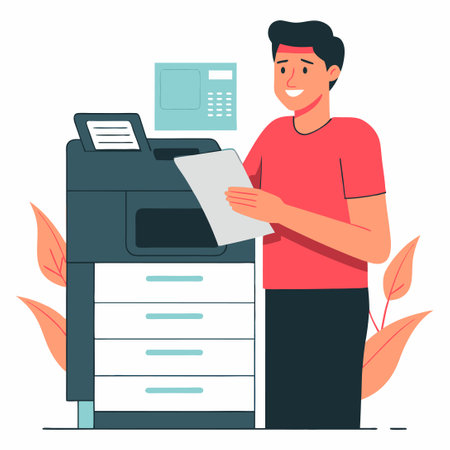 Innovative Photocopy Concept with Documents and Diagramsのイラスト素材