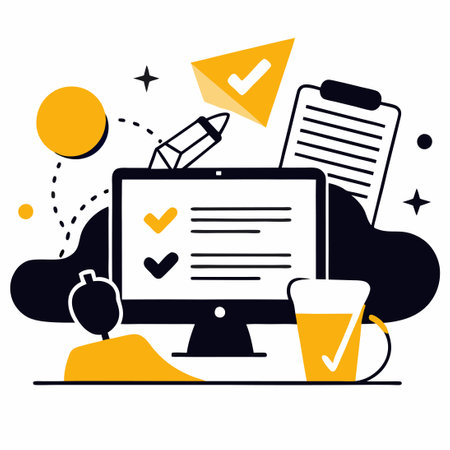 Conceptual Illustration of an Online Test and Examination Processのイラスト素材