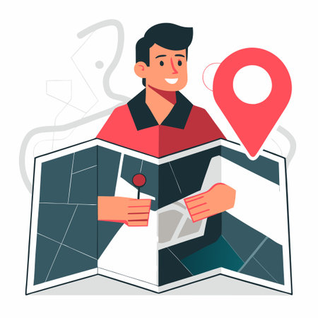 Navigating with a Classic Paper Map: A Guide to Traditional Wayfindingのイラスト素材