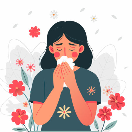 Illustrative Depiction of the Concept of Pollen Allergiesのイラスト素材