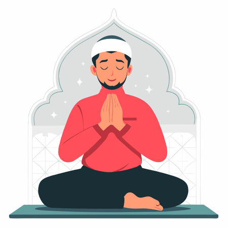 Concept Illustration of Prayer, Devotion, and Spiritual Connectionのイラスト素材