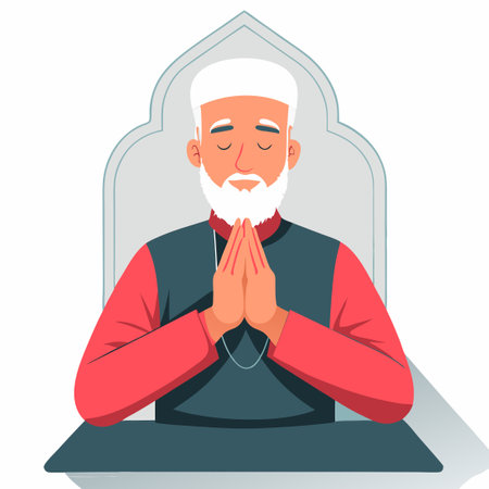 Tranquil Illustration Depicting a Moment of Prayer with Reverent Handsのイラスト素材