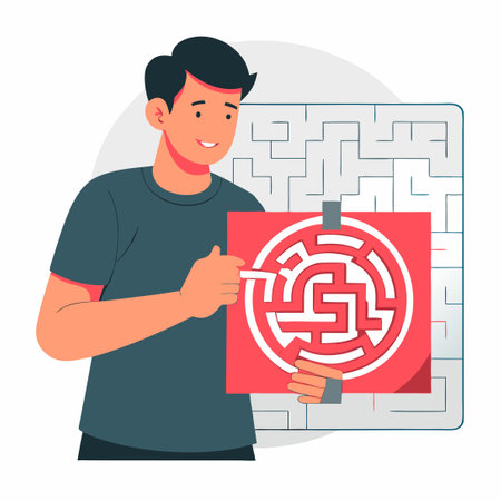 Mind-bending Maze Illustration Depicting Problem Solvingのイラスト素材