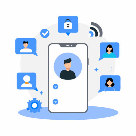 Push Notifications: A Concept Illustration for Mobile App Engagementのイラスト素材