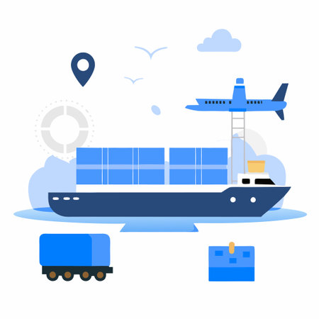 Illustrative Depiction of the Concept of Shipping and Logisticsのイラスト素材