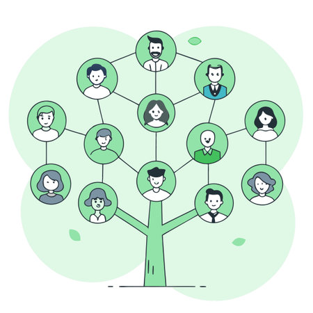 Social Network Connections Represented as a Tree-Like Structure Illustrated in a Conceptual Style