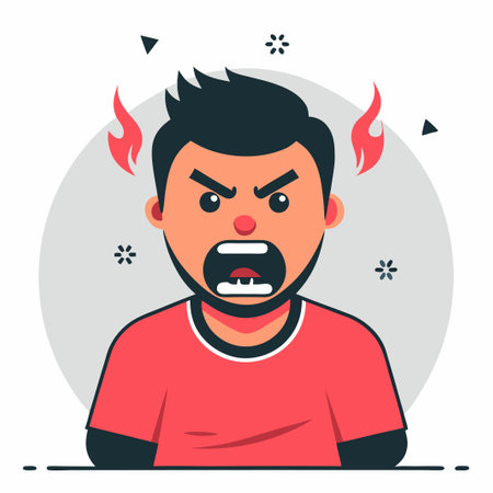 Man Expressing Anger and Frustration with Clenched Fistsのイラスト素材