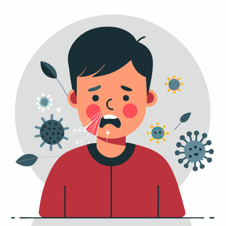 Detailed Visual Representation of an Allergic Reaction in the Human Bodyのイラスト素材