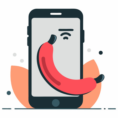 Conceptual Illustration of a Cell Phone in the Shape of a Bananaのイラスト素材