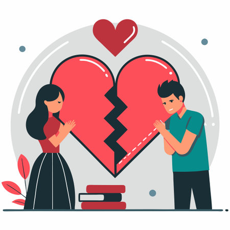 Heartbreaking Illustration of a Broken Bond After a Breakupのイラスト素材