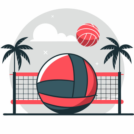 Competitive Beach Volleyball Game with Professional Athletes (4)のイラスト素材