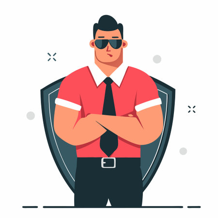 Illustrative Concept of a Discreet and Vigilant Bodyguard Escortのイラスト素材