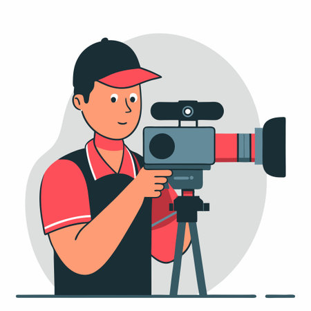 Concept Illustration of a Photo Camera with Film on Yellow Backgroundのイラスト素材