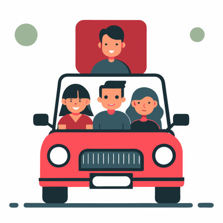 Illustrative Depiction of Carpooling: A Sustainable Commute Conceptのイラスト素材