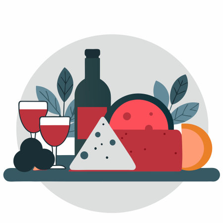 Visually Enticing Cheese Board with Assortment of Delicacies for Epicureansのイラスト素材