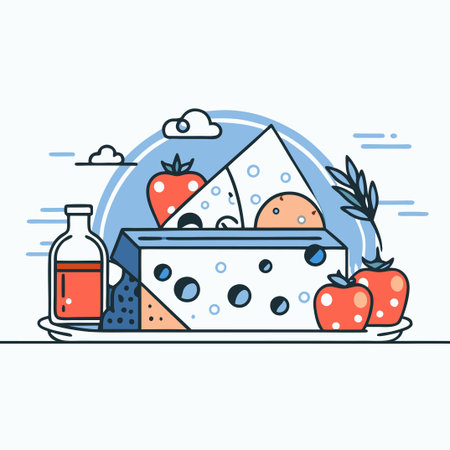 Visually Appealing Illustration Depicting the Concept of Cheese with Detailed Design Elementsのイラスト素材