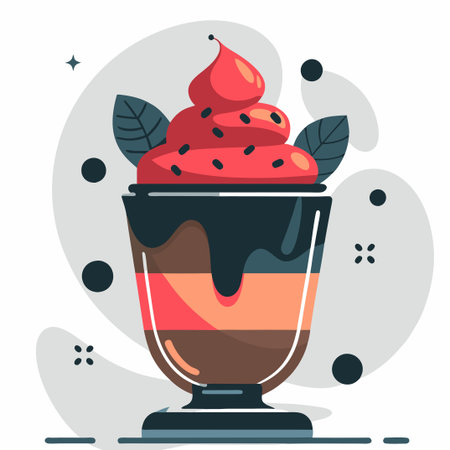 Enchanting Chocolate Mousse with Swirling Patterns, Presented in a Glassのイラスト素材