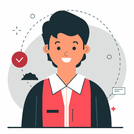 Concept Illustration of a Completed Project with Modern Design and Colorful Elementsのイラスト素材