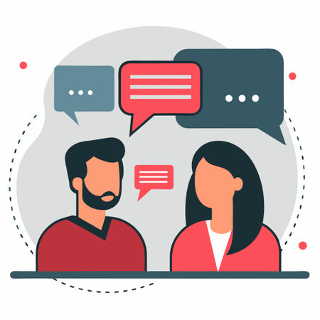 Conversational Concept Illustration with Abstract Figures and Thought Bubblesのイラスト素材