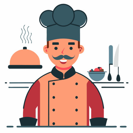 Creative Illustration of a Chef Concept Highlighting Culinary Skills and Passionのイラスト素材