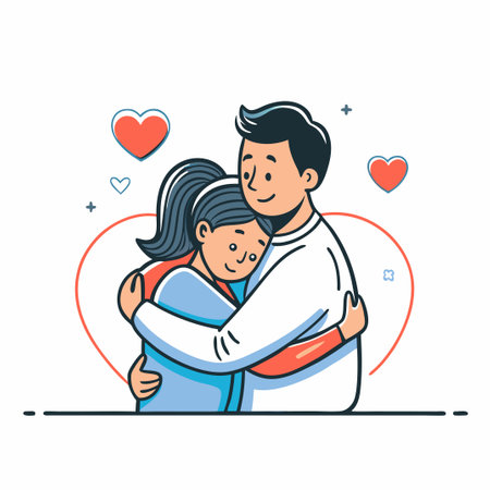 Warm Embrace: A Concept Illustration Depicting a Comforting Hugのイラスト素材