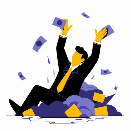 Businessman Overwhelmed by Unpaid Financial Obligations Concept Illustrationのイラスト素材