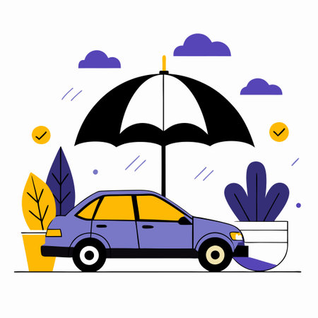 Comprehensive Car Insurance Concept with Safety and Financial Protectionのイラスト素材