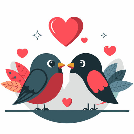 Two Birds in Love Embrace Amidst Nature's Tranquilityのイラスト素材