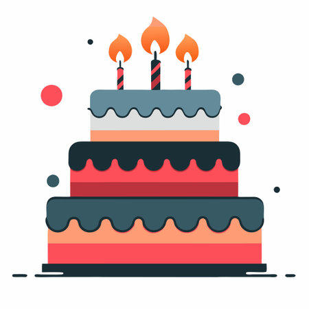 Delightful Birthday Celebration with Enchanting Cake Illustrationのイラスト素材