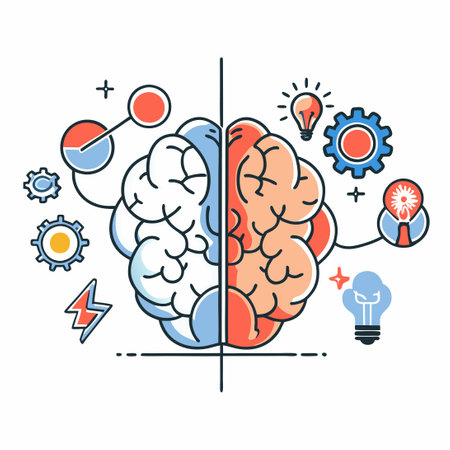 An Illustrated Exploration of the Two Sides of the Human Brainのイラスト素材