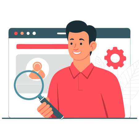 Concept Illustration of a Search Engine with Multiple Search Results and Arrowsのイラスト素材