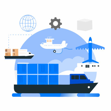 Illustrative Concept of a Modern Shipping Processのイラスト素材