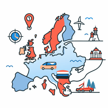 Europe Map Illustration Depicting Geographic and Cultural Diversityのイラスト素材