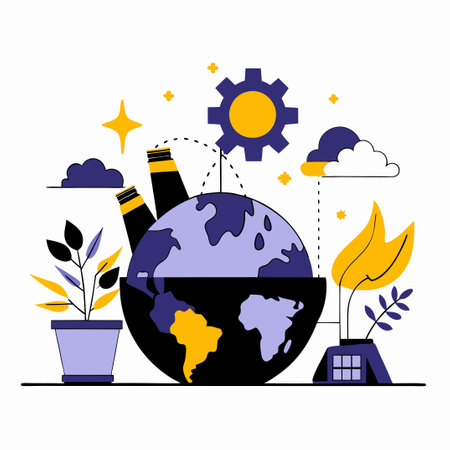 Concept Illustration Depicting a Serene Natural Environment with Diverse Elementsのイラスト素材