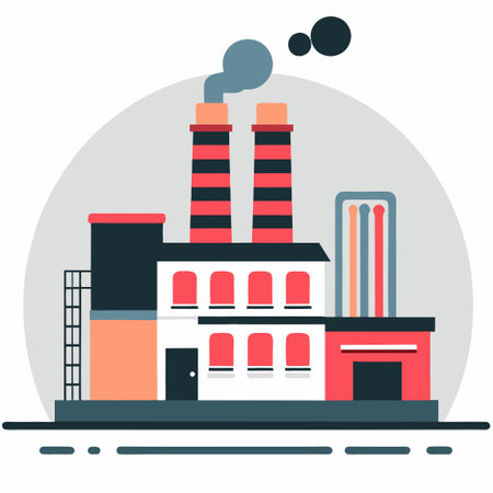 Engaging Illustration Depicting the Concept of a Modern Factory Setting with Machinery and Workersのイラスト素材