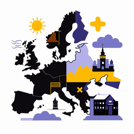 Intricate Map Illustration Depicting the Intriguing Topography of Europeのイラスト素材