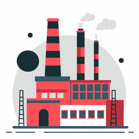 Factory Concept Illustration with Modern Assembly Linesのイラスト素材