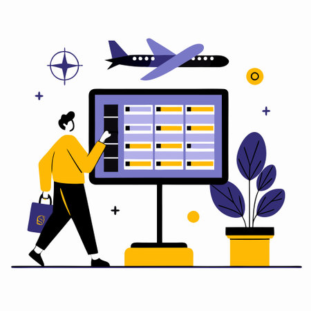 Flight Information Board Concept Illustrating Real-Time Flight Detailsのイラスト素材