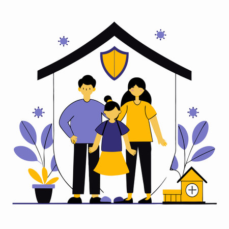 Conceptual Illustration of Family Protection and Safetyのイラスト素材