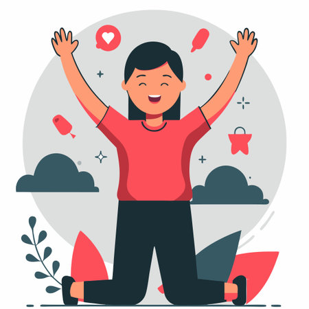 Joyous Freedom Illustrated with a Carefree Spiritのイラスト素材