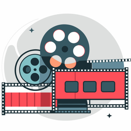 Artistic Illustration Depicting the Concept of Film Rolls in a Creative Arrangementのイラスト素材