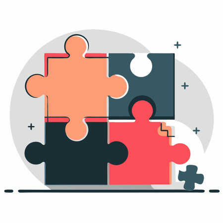 Illustration of the Concept of Fitting Pieces Together like a Puzzleのイラスト素材